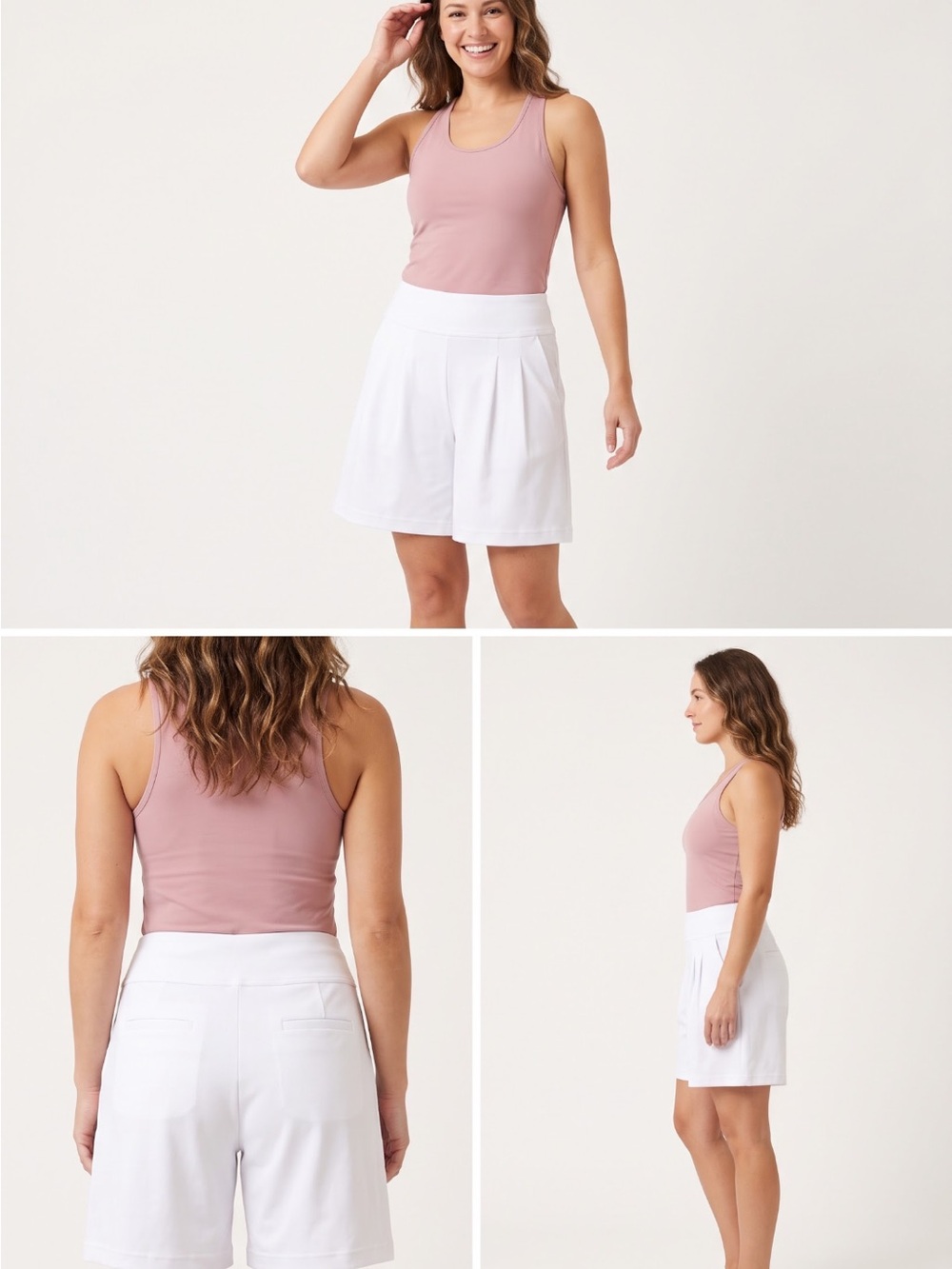 HALARA White Pleated Pull-On Skort